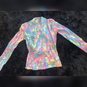 Colorful Swirl Sheer turtle neck